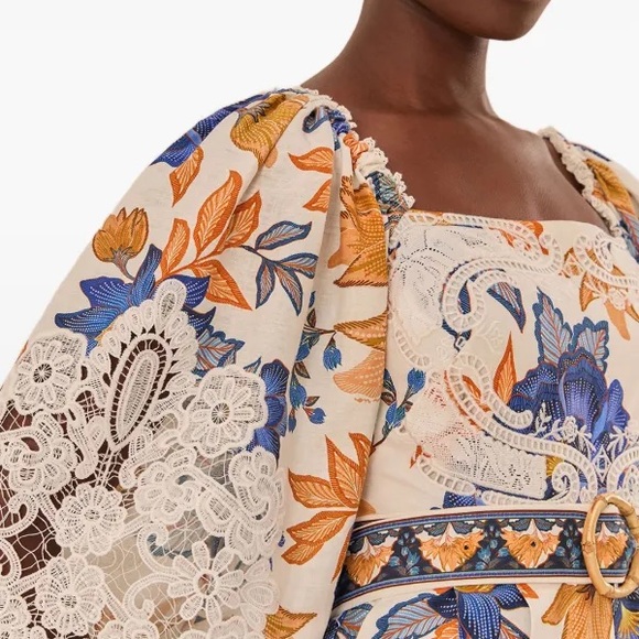 FARM Rio lace-trimmed floral playsuit XS - Picture 3 of 9